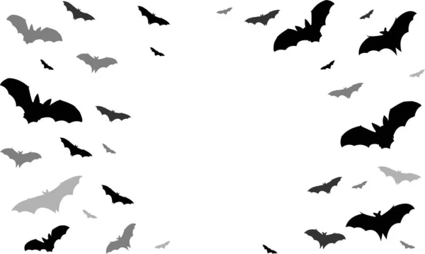 Черный Силуэт Летучих Мышей Изолирован Прозрачном Фоне Традиционный Элемент Дизайна — стоковый вектор