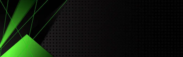 緑と黒の抽象的なコーポレートバナーデザイン ベクトル技術の背景 チラシ チラシ ポスターのデザイン — ストックベクタ