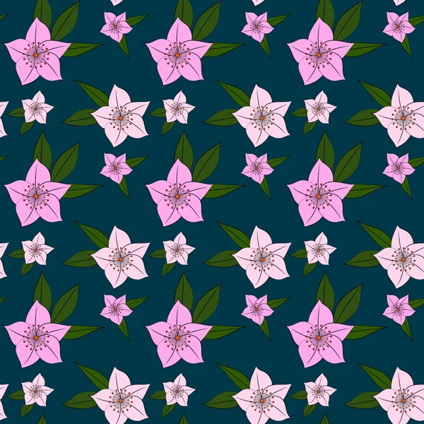 Manolya Çiçeklerinin Kusursuz Deseni Modern Tarzda Kağıt Kapak Kumaş Dekorasyon — Stok Vektör