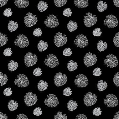 Monstera Deliciosa Yapraksız Şablon. Tekstil, Kumaş, Arka plan, Parmak izi için mükemmel. Vektör illüstrasyonu