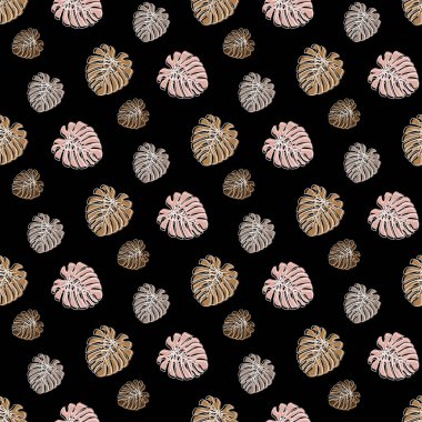 Monstera Deliciosa Yapraksız Şablon. Tekstil, Kumaş, Arka plan, Parmak izi için mükemmel. Vektör illüstrasyonu