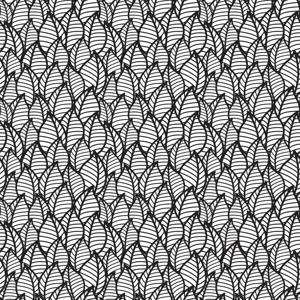 Yaprakların siyah ve beyaz vektör deseni. Kumaş, duvar kağıdı, ambalaj kağıdı, arka plan için tasarım. Vektör illüstrasyonu