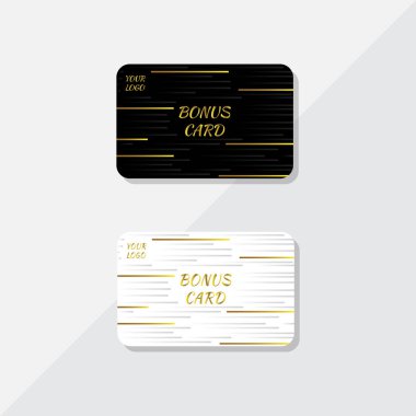 Arka planda yatay çizgiler olan bonus kart. Resmi koyu ve açık şablon, her türlü davet, alışveriş kartı (sadakat kartı), kupon veya hediye kuponu tasarımı için kullanışlı