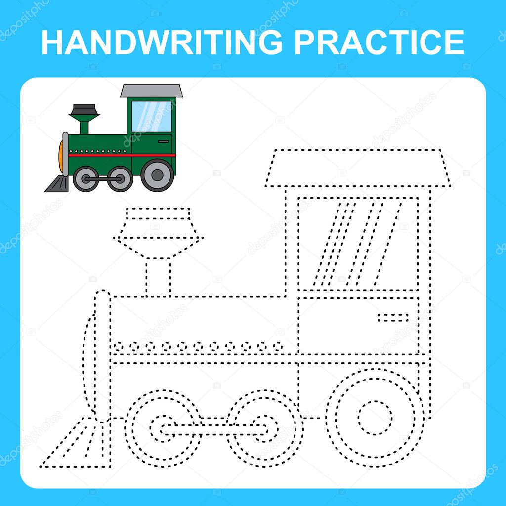 Handwriting practice. Trace the lines and color the train. Educational ...