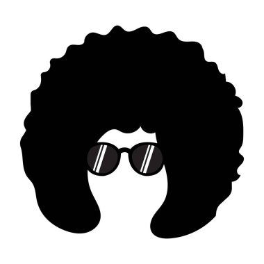 Afro kadın ikon tasarım şablonu. Kıvırcık bir kızın silueti. Saç modelleri, bukleler. Vektör illüstrasyonu