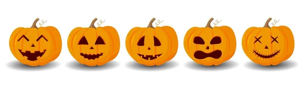 Set Pumpkin White Background Orange Pumpkin Smile Your Halloween Design — стоковый вектор