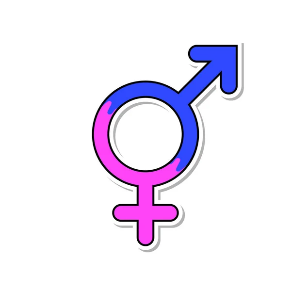 Vektorillustration Transgender Oder Zwittersymbol Gender Piktogramm Cartoon Sticker Comic Stil — Stockvektor