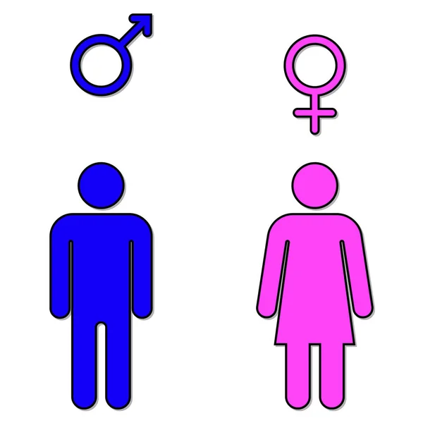 Man Vrouw Pictogram Mannelijk Vrouwelijk Symbool Met Kleur Witte Achtergrond — Stockvector