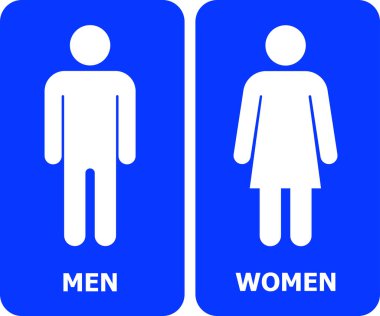 Banyo illüstrasyon işareti. Erkekler ve kadınlar için tuvalet işaretleri. Vektör illüstrasyonu