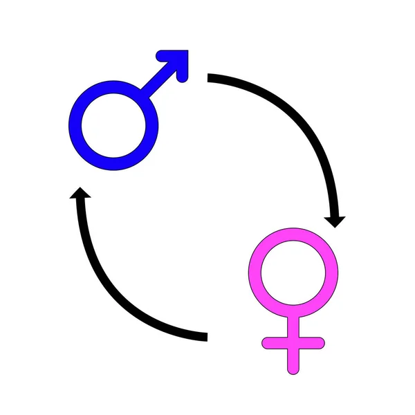 Symbol Des Geschlechtswechsels Von Männlich Weiblich Und Von Weiblich Männlich — Stockvektor