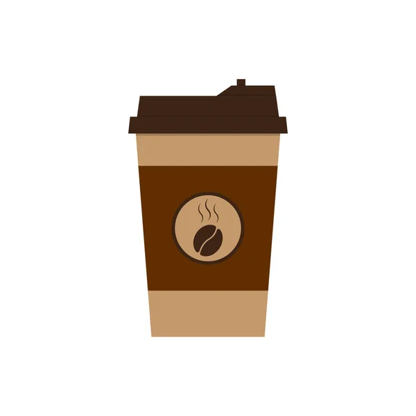 Kávu Papírovém Kelímku Káva Sebou Vektorové Ilustrace Izolované Bílém Pozadí — Stockový vektor