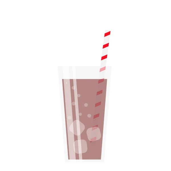 Cola Dans Verre Avec Une Paille Cola Avec Glace Coca — Image vectorielle