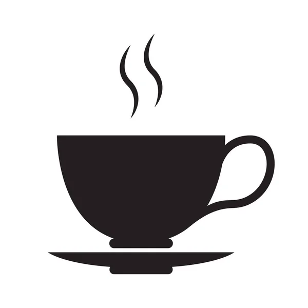 コーヒーやティーカップのアイコン 熱い飲み物のカップ カフェやコーヒーショップのロゴ 白い背景に隔離された平らなアイコン ベクターイラスト — ストックベクタ