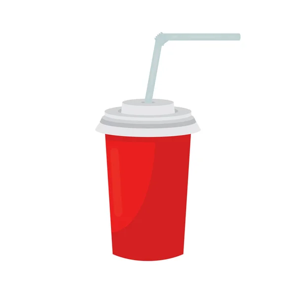 冷たい飲み物で赤ガラス 白い背景に独立したベクターイラスト — ストックベクタ