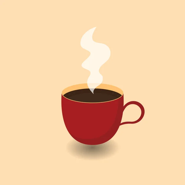煙と熱いコーヒーのカップ フラットスタイル カフェテリア ポスター バナー ポストカードの装飾的なデザイン ベクターイラスト — ストックベクタ