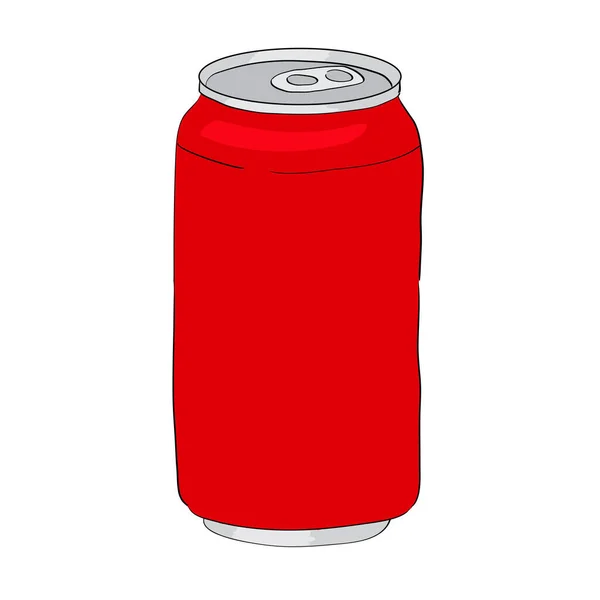 Red Can Soda Cola Hand Drawing Vector Illustration Isolated White — Stock Vector