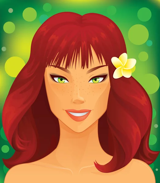 美丽的红头发女人 — 图库矢量图片