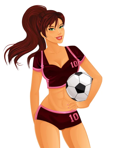 Jogadora de futebol feminina — Vetor de Stock