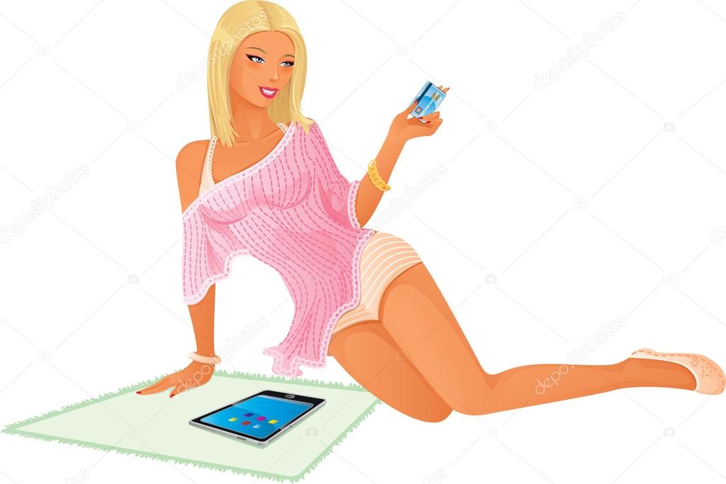 Beautiful Woman Shopping Online