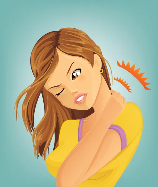 Boyun ağrısı çeken bir kadın.