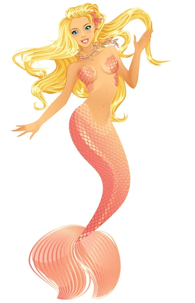 High detailed illustration of mermaid isolated on white — Stock Vector