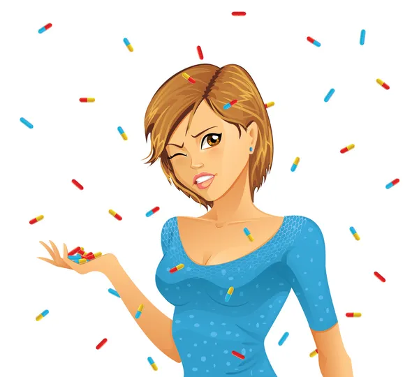 kadın tıp hapları tarafından boğulmuş