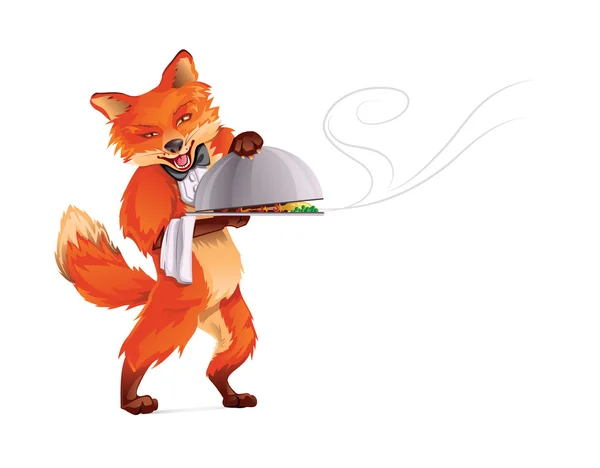 Camarero Fox — Vector de stock