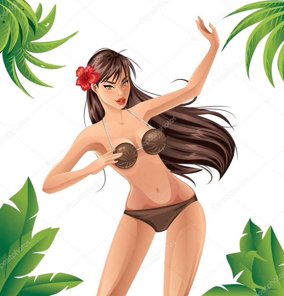 Coconut Bikini Girl Stock Vector Image by ©pisica_sfioasa 48968359