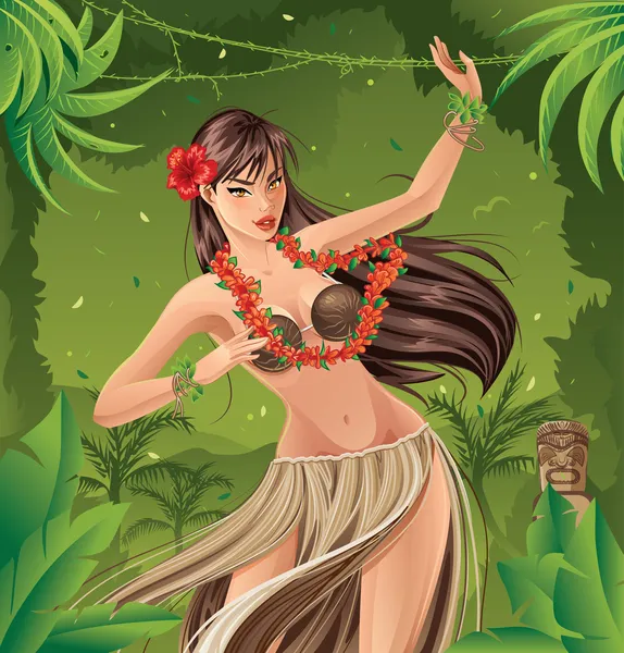 Bailarina de Hula — Vector de stock