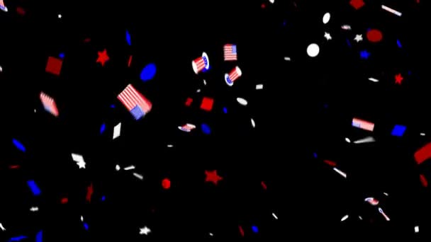 Confetti Amerika naadloze loops met alpha — Stockvideo