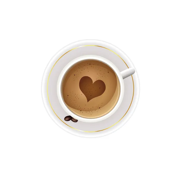 一杯咖啡用的泡沫的心 — 图库矢量图片