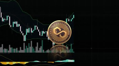Düşen bir grafiğin arka planında çokgen altın kripto bozuk para sembolü
