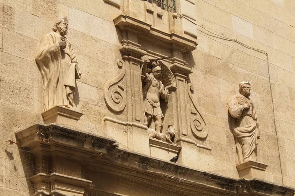 Façade Baroque Église Catholique San Miguel Murcie Avec Sculptures Saints — Photo