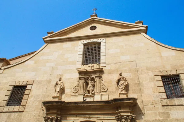 Fachada Barroca Igreja Católica San Miguel Múrcia Com Esculturas Santos — Fotografia de Stock