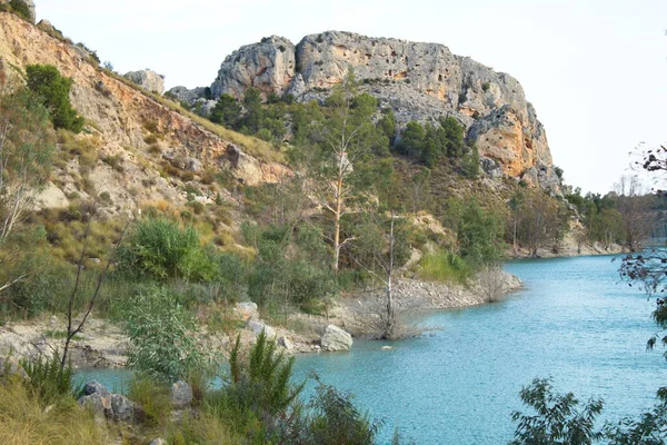 Schöne Landschaft Landesinneren Von Murcia Mit Buschland Und Einem Blauen — Stockfoto