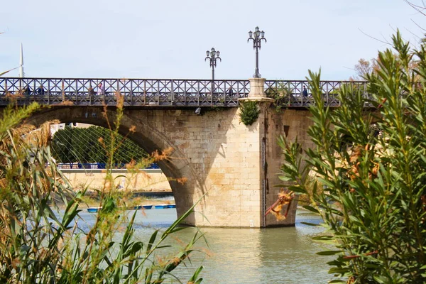 Rivière Segura Qui Traverse Ville Murcie Avec Pont Los Peligros — Photo