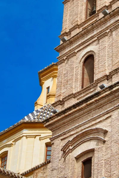 Fachada Traseira Igreja Santo Domingo Múrcia Feita Tijolo Com Torres — Fotografia de Stock