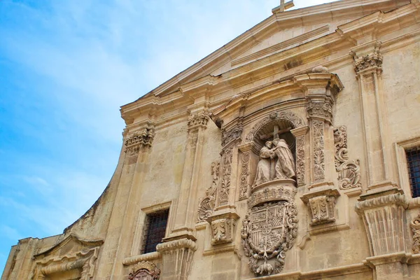 Facciata Principale Della Chiesa Santo Domingo Murcia Stile Barocco Con — Foto Stock