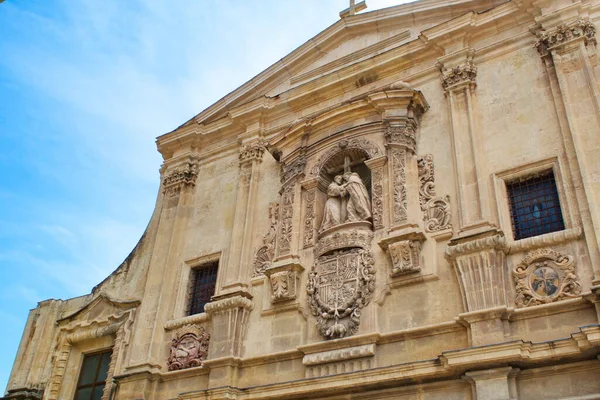Hlavní Průčelí Kostela Santo Domingo Murcii Barokním Stylu Plastikou — Stock fotografie