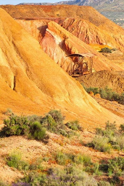 Obsolete Ore Extraction Tower Disused Abandoned Mine Mazarrn Murcia — Stock Photo, Image