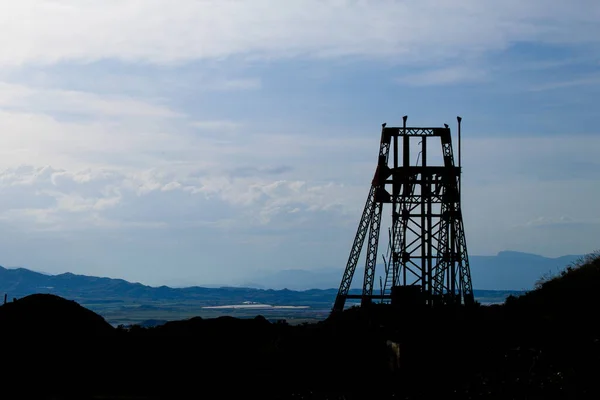 Torre Estrazione Mineraria Obsoleta Una Miniera Dismessa Abbandonata Mazarrn Murcia — Foto Stock