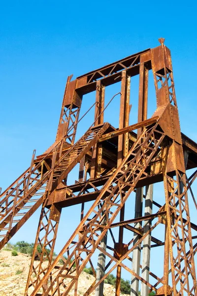 Obsolete Ore Extraction Tower Disused Abandoned Mine Mazarrn Murcia — Stock Photo, Image