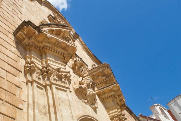 Nice Baroque Facade Sculpture Iglesia Santa Eulalia Murcia Sunny Day — Stockfoto