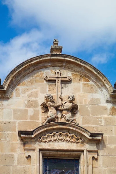 Bonita Fachada Barroca Con Escultura Iglesia Santa Eulalia Murcia Día — Foto de Stock