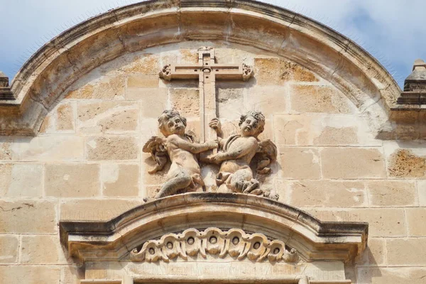 Bonita Fachada Barroca Con Escultura Iglesia Santa Eulalia Murcia Día — Foto de Stock