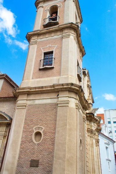 Bela Torre Alta Com Campanário Igreja Barroca Santa Eulália Múrcia — Fotografia de Stock