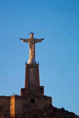 View of the sculpture of the Heart of Jesus in Monteagudo, which blesses the orchard of Murcia from above