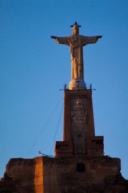 View of the sculpture of the Heart of Jesus in Monteagudo, which blesses the orchard of Murcia from above