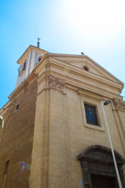 Nice neoclassical facade of the Iglesia de San Lorenzo in Murcia on a sunny day