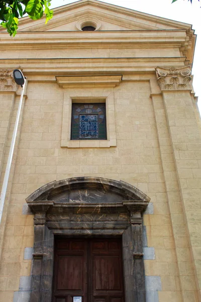 Nice Neoclassical Facade Iglesia San Lorenzo Murcia Sunny Day — Zdjęcie stockowe